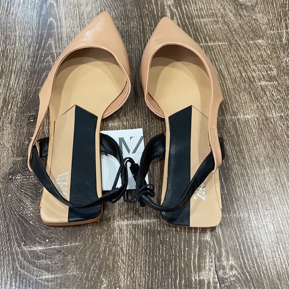 NWT ! Zara color block sling back flats size 38 - Picture 5 of 7